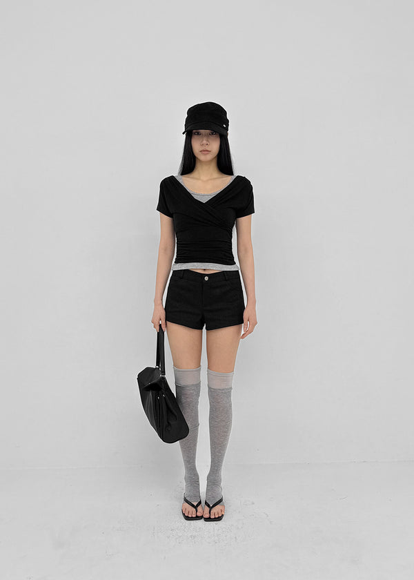 [MADE] Cujes Wrap Cap Sleeve Short Sleeve Top (Set Available)
