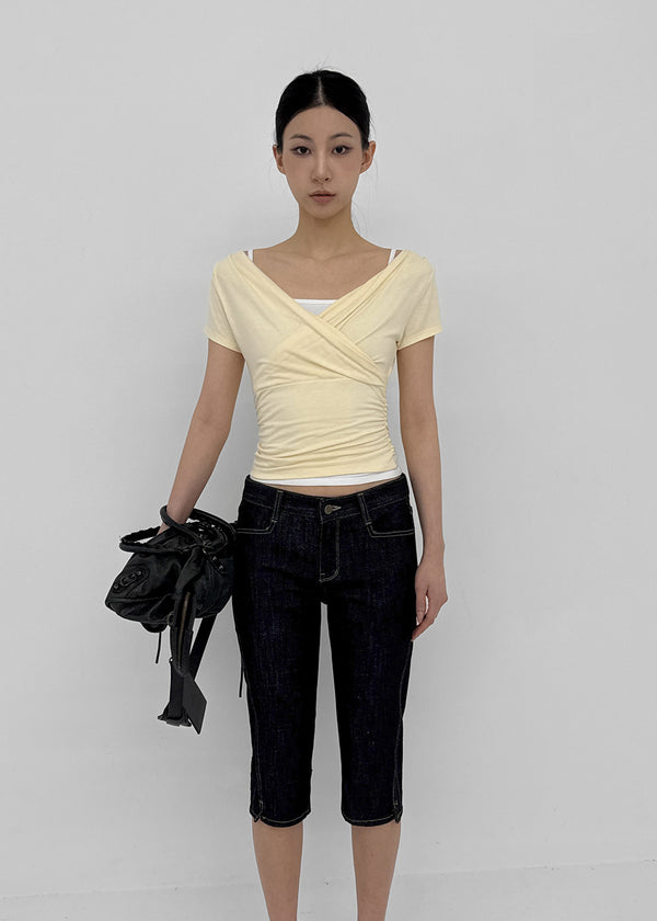 [MADE] Cujes Wrap Cap Sleeve Short Sleeve Top (Set Available)