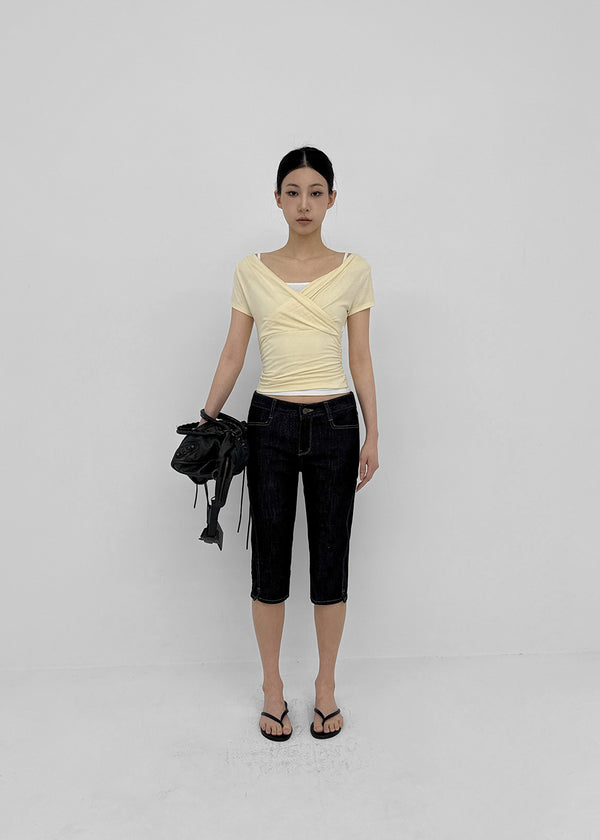 [MADE] Cujes Wrap Cap Sleeve Short Sleeve Top (Set Available)