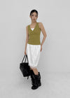 Curryner Satin Lace Midi Skirt