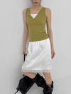 Curryner Satin Lace Midi Skirt