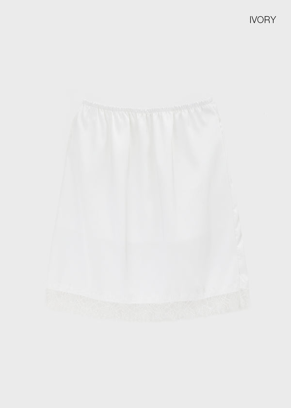 Curryner Satin Lace Midi Skirt