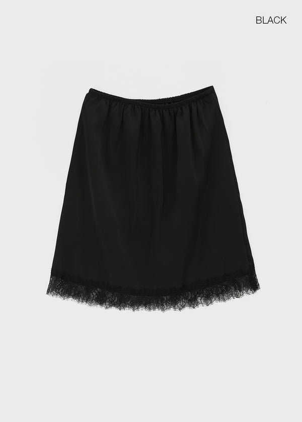 Curryner Satin Lace Midi Skirt
