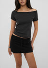 [B-BASIC] Standard Slim Off-Shoulder Short-Sleeve T-Shirt (2 SIZE)
