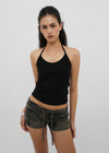 [B-BASIC] Tension Cotton Strap Halter Sleeveless Top (2 SIZE)