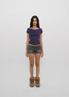 [B-BASIC] Basic Ribbed Boat Neck Short Sleeve Tee (2 SIZE)