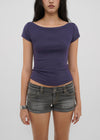 [B-BASIC] Basic Ribbed Boat Neck Short Sleeve Tee (2 SIZE)