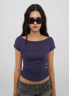 [B-BASIC] Basic Ribbed Boat Neck Short Sleeve Tee (2 SIZE)