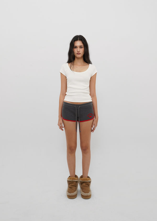 [B-BASIC] Basic Ribbed Wide U-Neck Cap Sleeve Short Sleeve Top (2 Size)