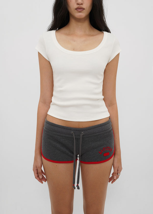 [B-BASIC] Basic Ribbed Wide U-Neck Cap Sleeve Short Sleeve Top (2 Size)