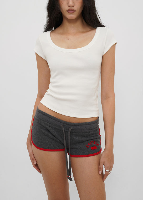 [B-BASIC] Basic Ribbed Wide U-Neck Cap Sleeve Short Sleeve Top (2 Size)