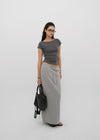 [B-BASIC] Basic Ribbed Boat Neck Short Sleeve Tee (2 SIZE)