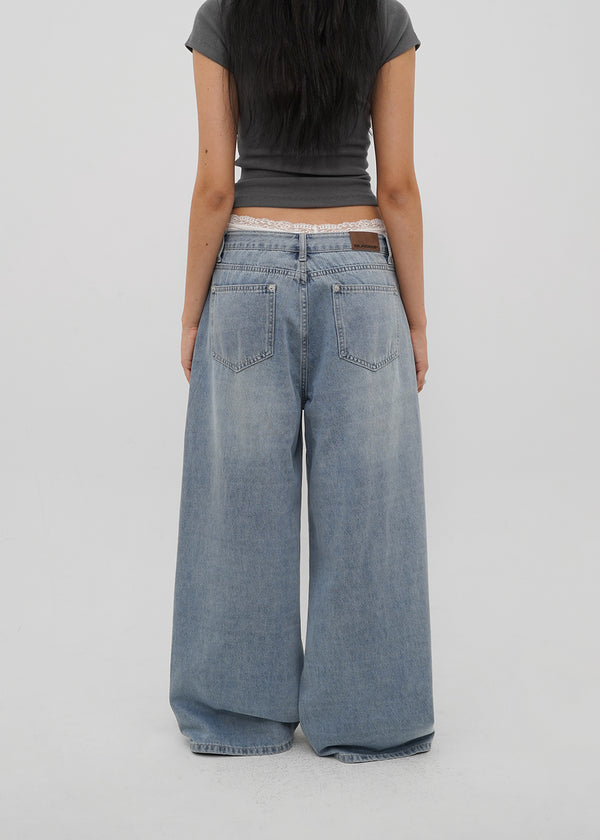 [B-DENIM] LIGHT WASHING WIDE JEANS 054