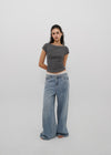 [B-DENIM] LIGHT WASHING WIDE JEANS 054
