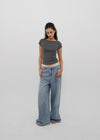 [B-DENIM] LIGHT WASHING WIDE JEANS 054
