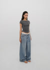 [B-BASIC] Basic Ribbed Boat Neck Short Sleeve Tee (2 SIZE)