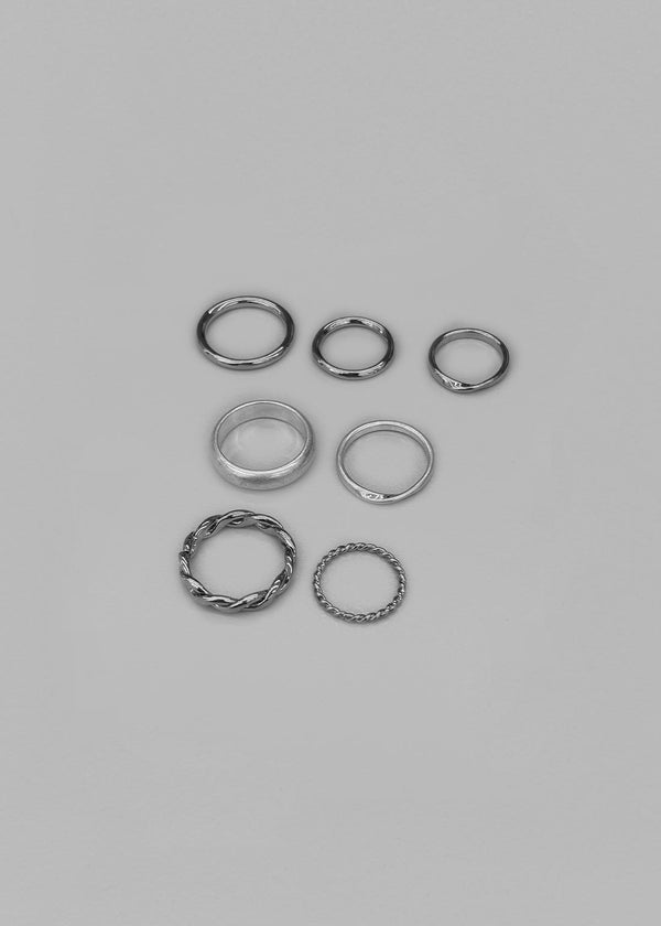 Reclo 7-piece Silver Ring Set