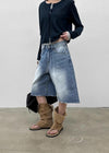 Rockyout Washed Back Pocket Bermuda Denim Pants