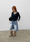 Rockyout Washed Back Pocket Bermuda Denim Pants