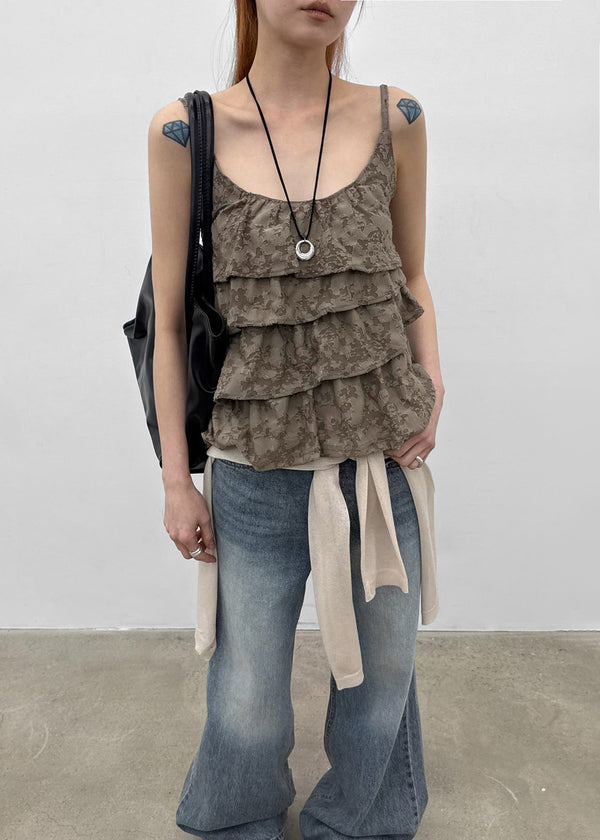 Fourjay Vintage Cancan Frill Sleeveless Top