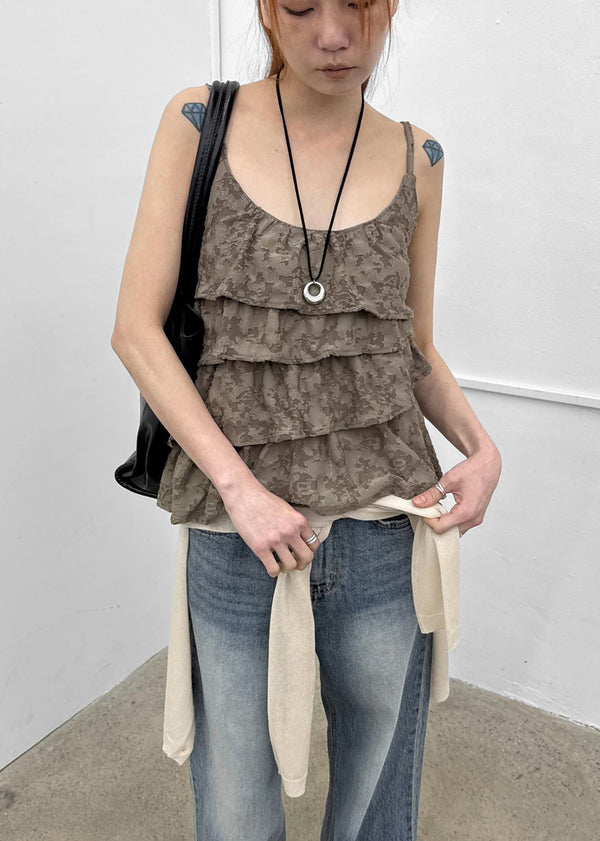 Fourjay Vintage Cancan Frill Sleeveless Top