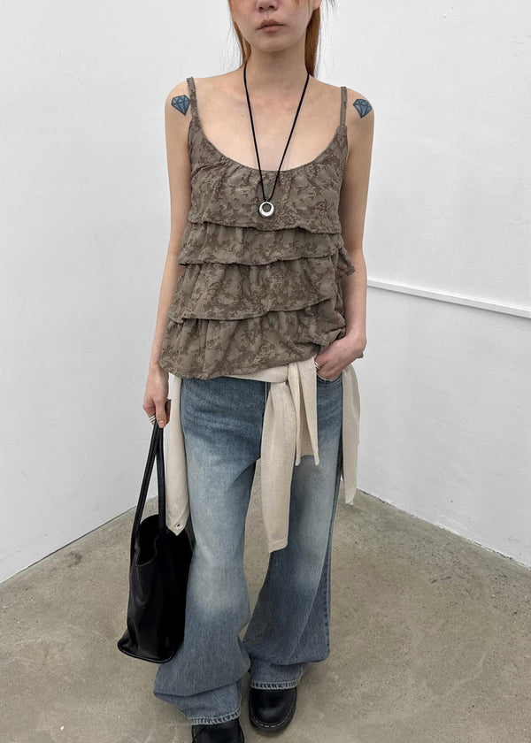 Fourjay Vintage Cancan Frill Sleeveless Top