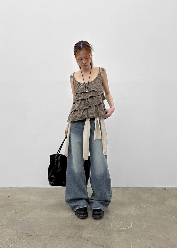 Fourjay Vintage Cancan Frill Sleeveless Top