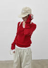 Huchik Hand-button V-neck Knit