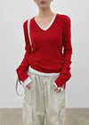Huchik Hand-button V-neck Knit