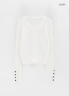 Huchik Hand-button V-neck Knit