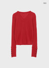 Huchik Hand-button V-neck Knit