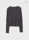 Huchik Hand-button V-neck Knit