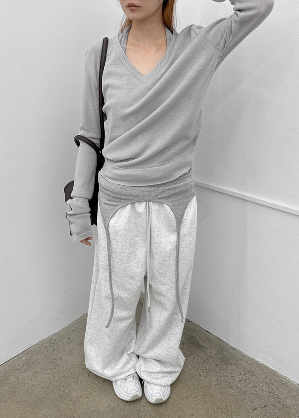 Huchik Hand-button V-neck Knit