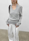 Huchik Hand-button V-neck Knit