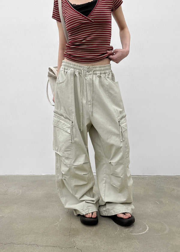 (UNISEX) Hitchler Washed Wide Cargo Pants