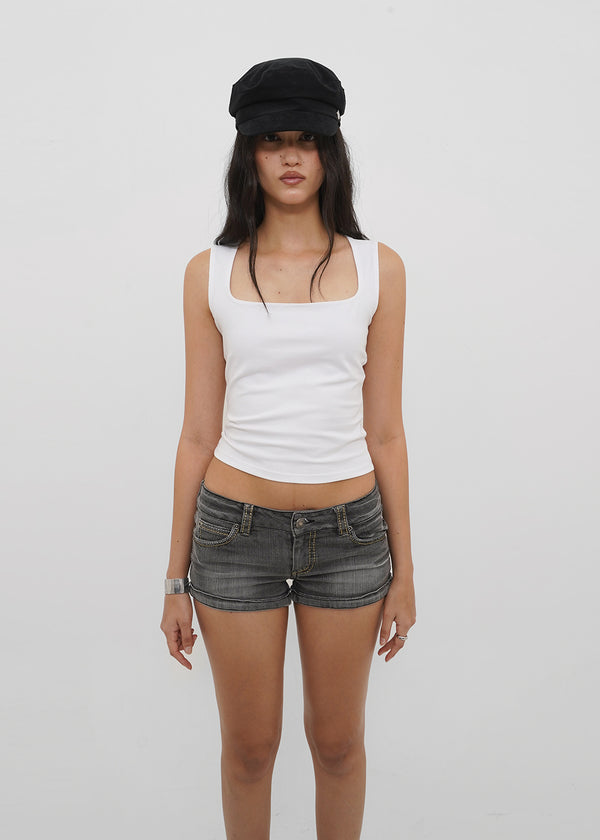 [B-BASIC] Tension Cotton Wide Square Neck Sleeveless Top (2 SIZE)