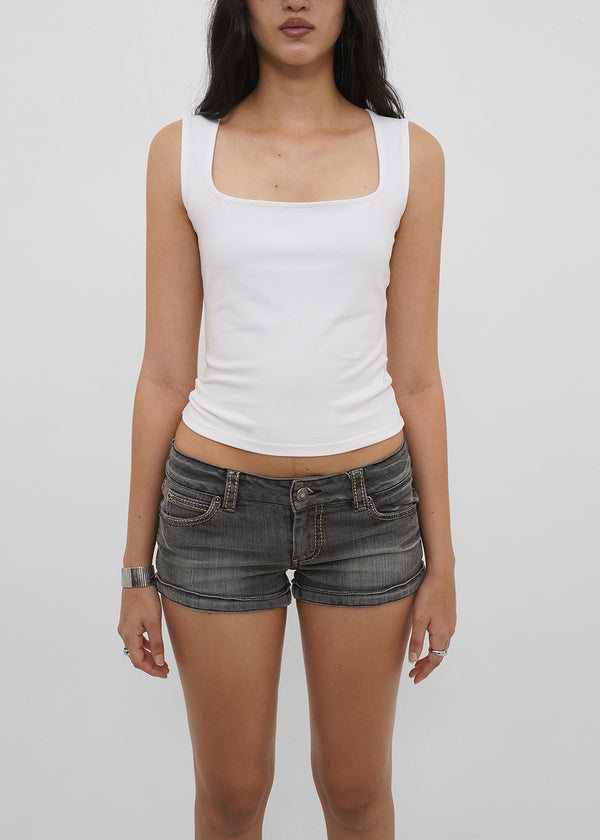 [B-BASIC] Tension Cotton Wide Square Neck Sleeveless Top (2 SIZE)