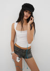 [B-BASIC] Tension Cotton Wide Square Neck Sleeveless Top (2 SIZE)
