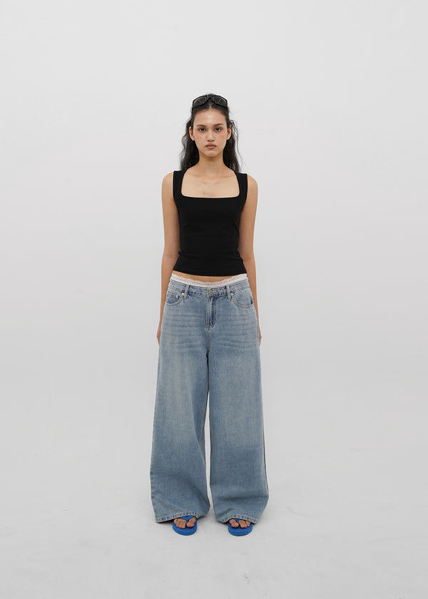 [B-DENIM] LIGHT WASHING WIDE JEANS 054