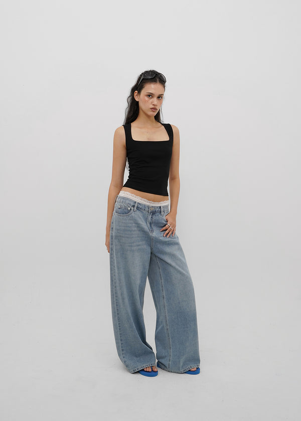 [B-DENIM] LIGHT WASHING WIDE JEANS 054