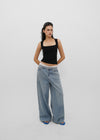 [B-DENIM] LIGHT WASHING WIDE JEANS 054