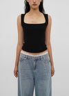 [B-BASIC] Tension Cotton Wide Square Neck Sleeveless Top (2 SIZE)