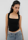 [B-BASIC] Tension Cotton Wide Square Neck Sleeveless Top (2 SIZE)