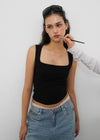 [B-BASIC] Tension Cotton Wide Square Neck Sleeveless Top (2 SIZE)