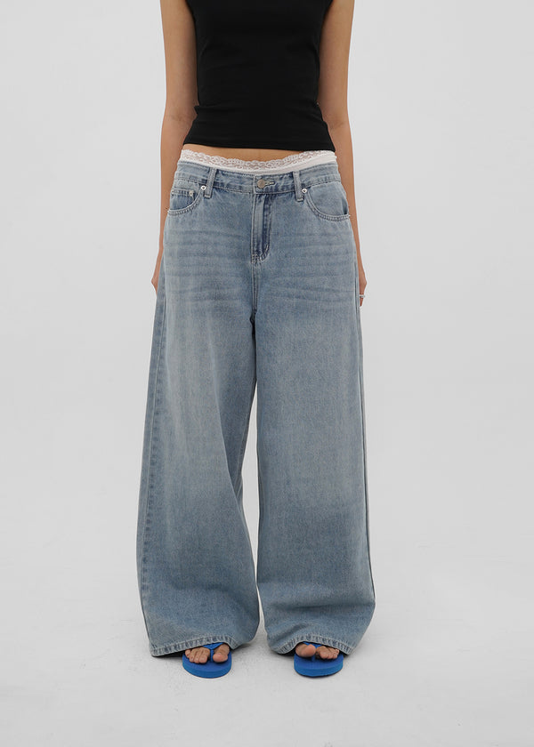 [B-DENIM] LIGHT WASHING WIDE JEANS 054
