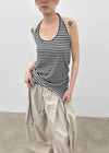 Twos-two Striped Strap Halter Long Sleeveless