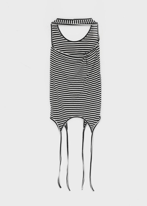 Twos-two Striped Strap Halter Long Sleeveless