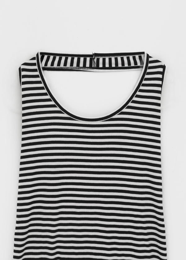 Twos-two Striped Strap Halter Long Sleeveless