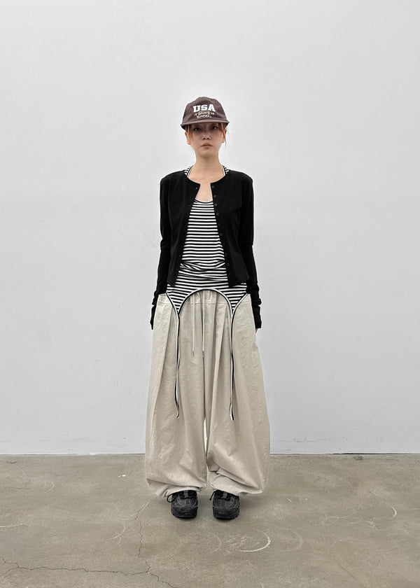 (UNISEX) Eiko Pintuck Wide Elastic Waist Pants