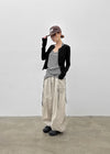 (UNISEX) Eiko Pintuck Wide Elastic Waist Pants